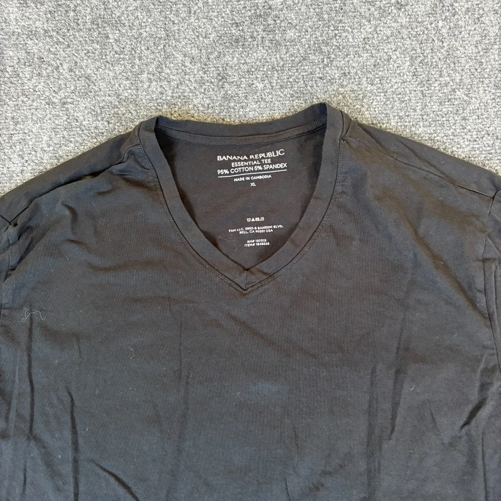 Banana Republic Essential Tee Mens XL Black Cotton Stretch Short Sleeve V Neck